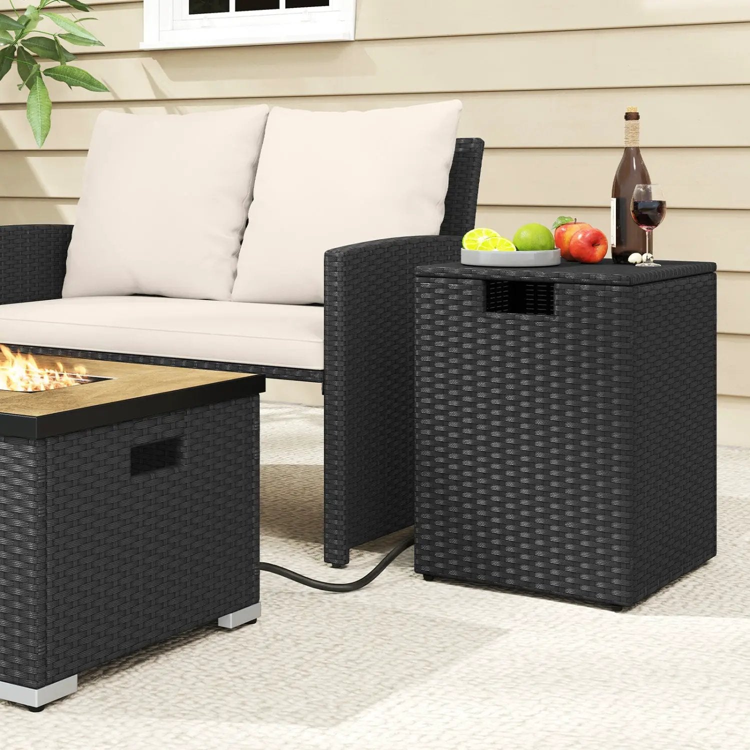 Rattan Propane Tank Cover Patio Hideaway Tank Side Table by DirectDeals