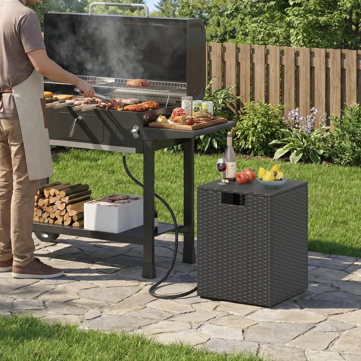 Rattan Propane Tank Cover Patio Hideaway Tank Side Table by DirectDeals