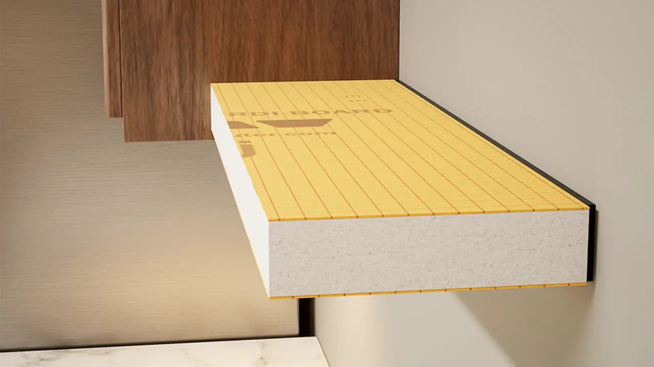 The Original™ Ready-to-Tile Free Floating Shelf with Orange Waterproof Board by The Original Granite Bracket