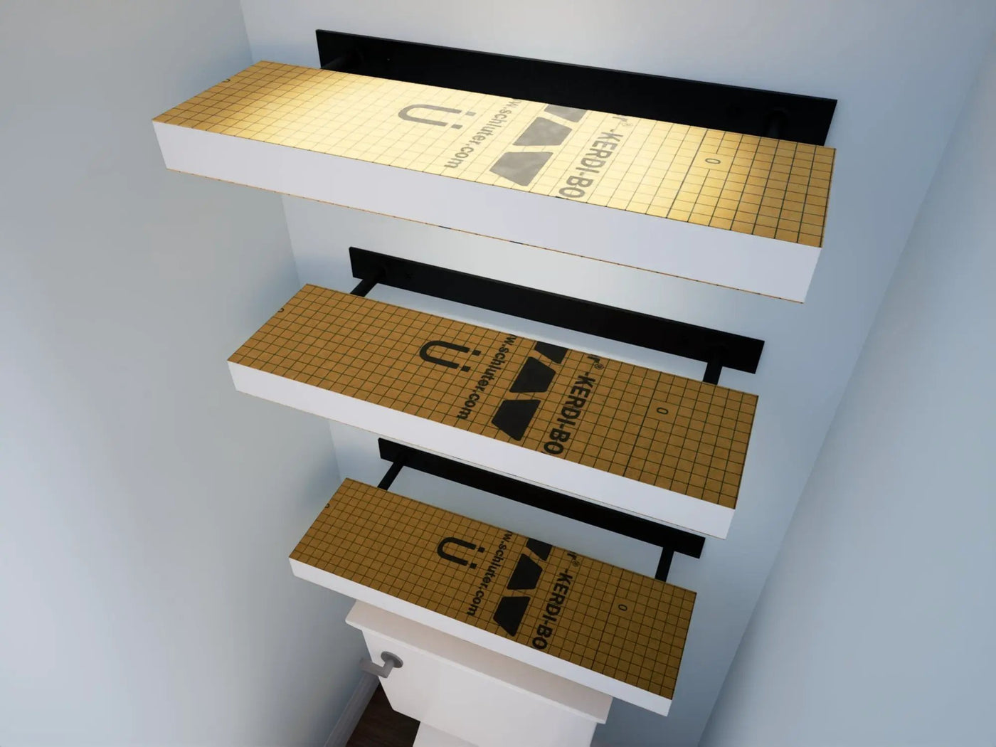 The Original™ Ready-to-Tile Free Floating Shelf with Orange Waterproof Board by The Original Granite Bracket