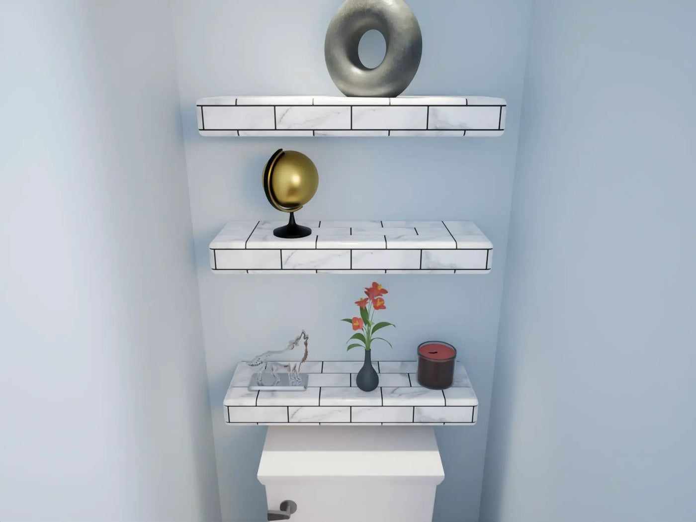 The Original™ Ready-to-Tile Free Floating Shelf with Orange Waterproof Board by The Original Granite Bracket