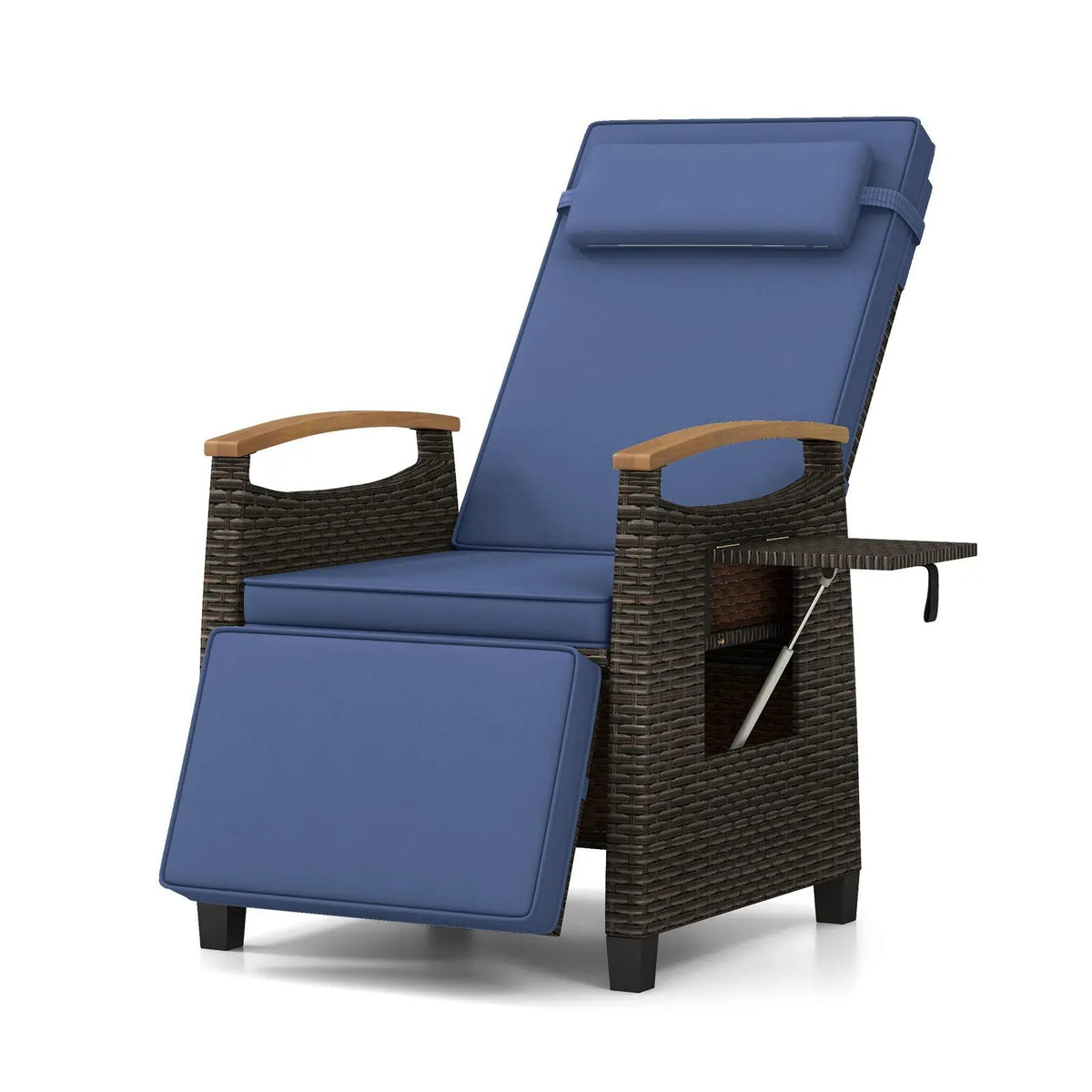 Patio Wicker Recliner Chair with Adjustable Backrest and Footrest by DirectDeals