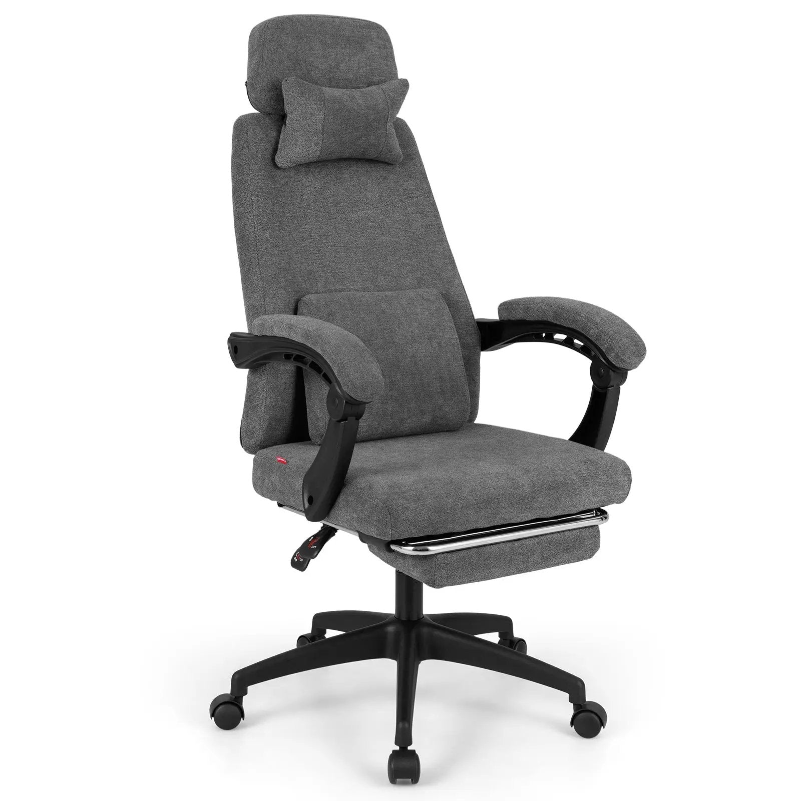 Reclining Office Chair Chenille Fabric Upholstered Computer Desk Chair-Gray by DirectDeals