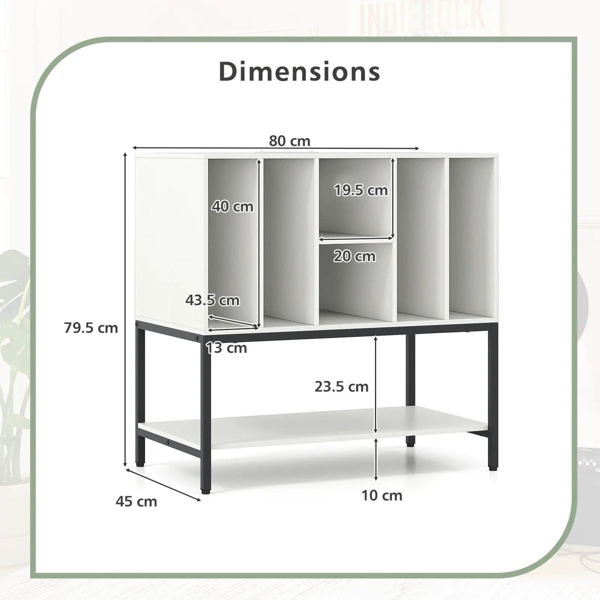 Record Player Stand with Charging Station and Metal Frame by DirectDeals