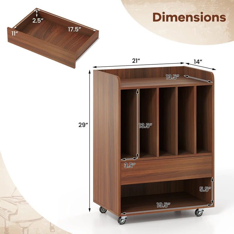 Record Player Stand Turntable Stand with Drawer and Record Holder by DirectDeals