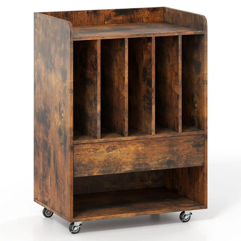Record Player Stand Turntable Stand with Drawer and Record Holder by DirectDeals