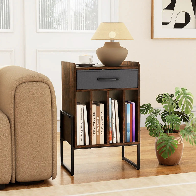 Record Player Stand with Drawer and Record Holder by DirectDeals