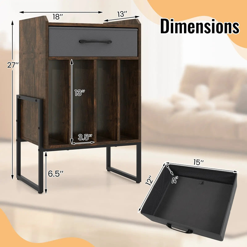 Record Player Stand with Drawer and Record Holder by DirectDeals