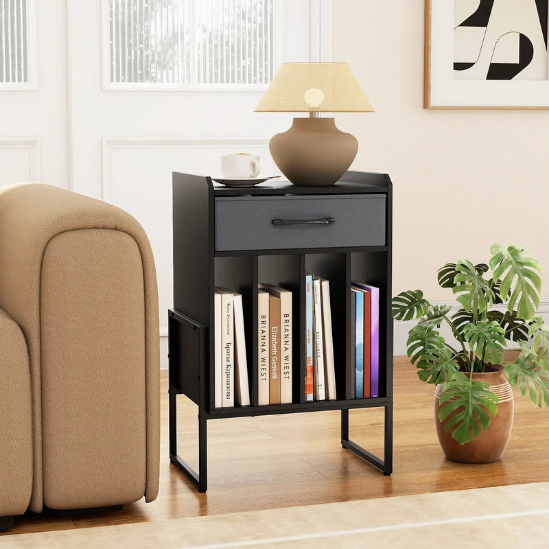 Record Player Stand with Drawer and Record Holder by DirectDeals