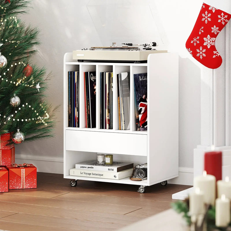 Record Player Stand Turntable Stand with Drawer and Record Holder by DirectDeals