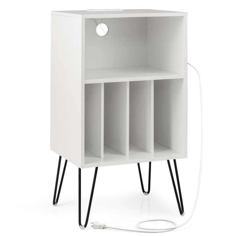 Record Player Stand with Charging Station by DirectDeals