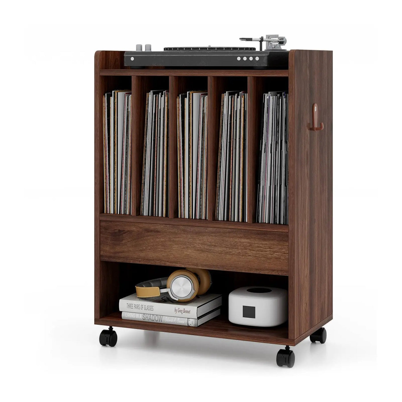Record Rolling Turntable Player Stand with Drawer by DirectDeals