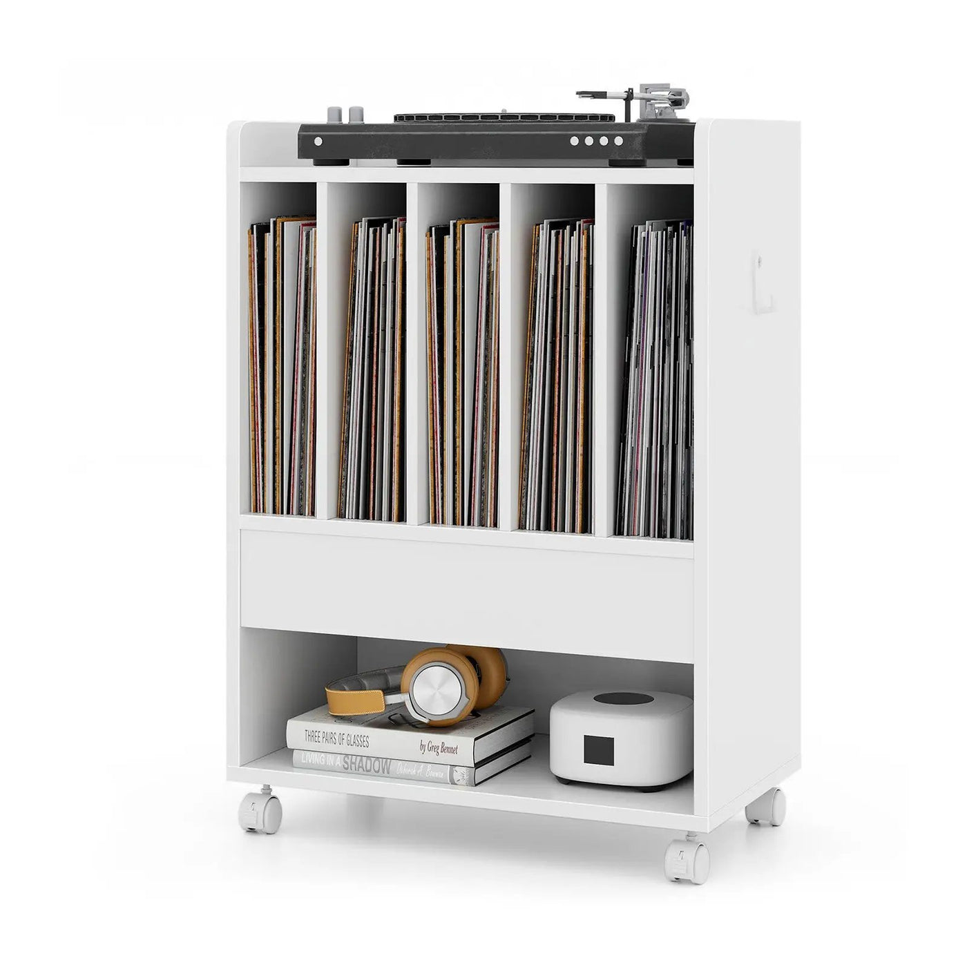 Record Rolling Turntable Player Stand with Drawer by DirectDeals