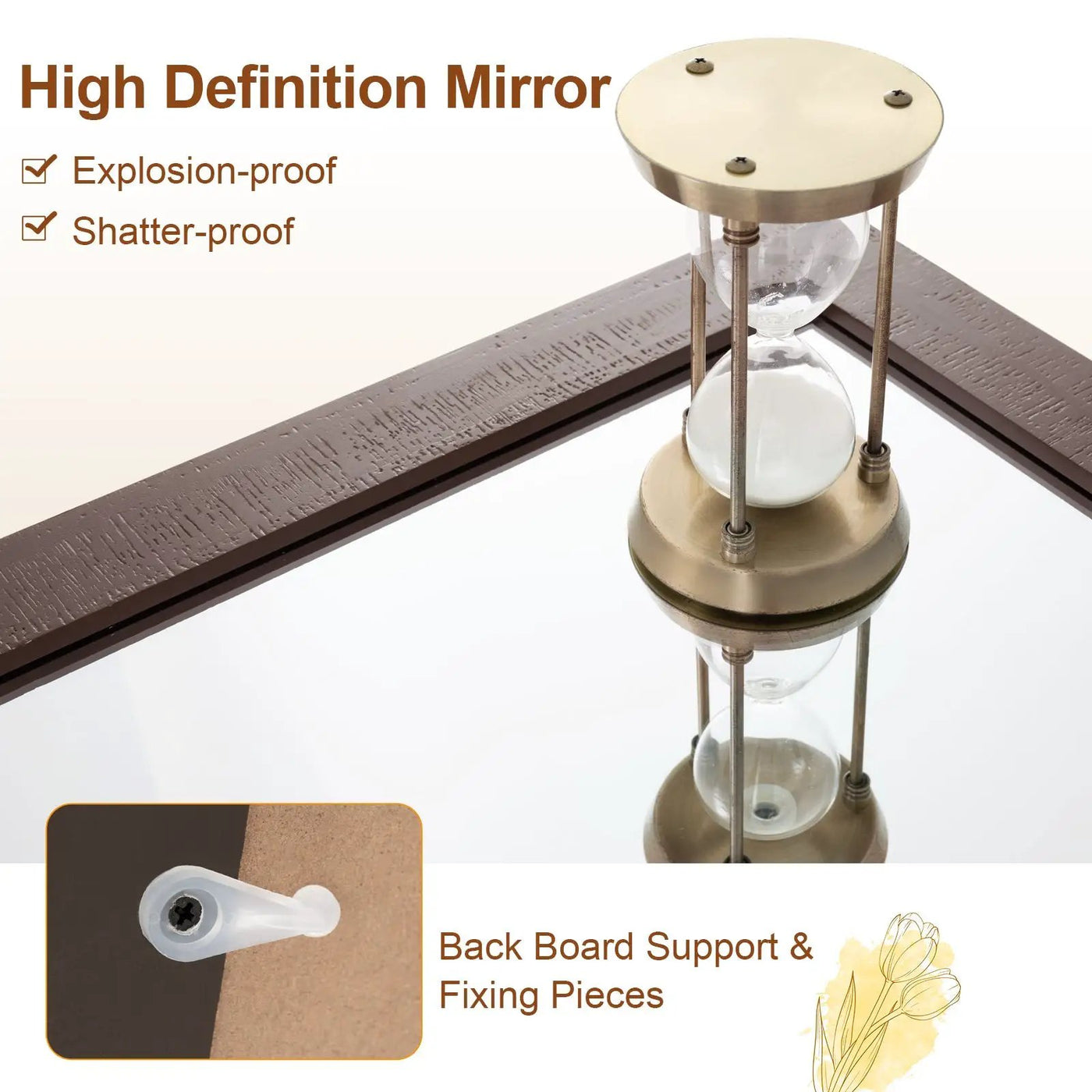 Rectangle Barn Door Style Wall Mounted Mirror with Solid Wood Frame by DirectDeals
