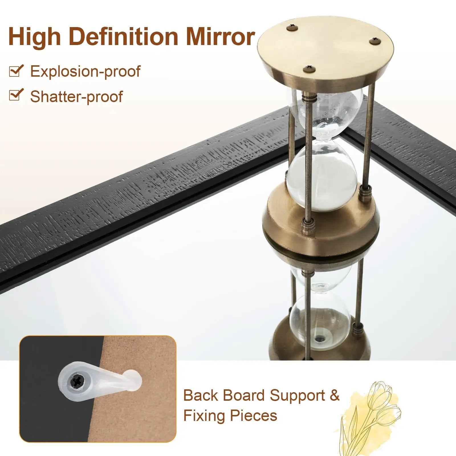Rectangle Barn Door Style Wall Mounted Mirror with Solid Wood Frame by DirectDeals
