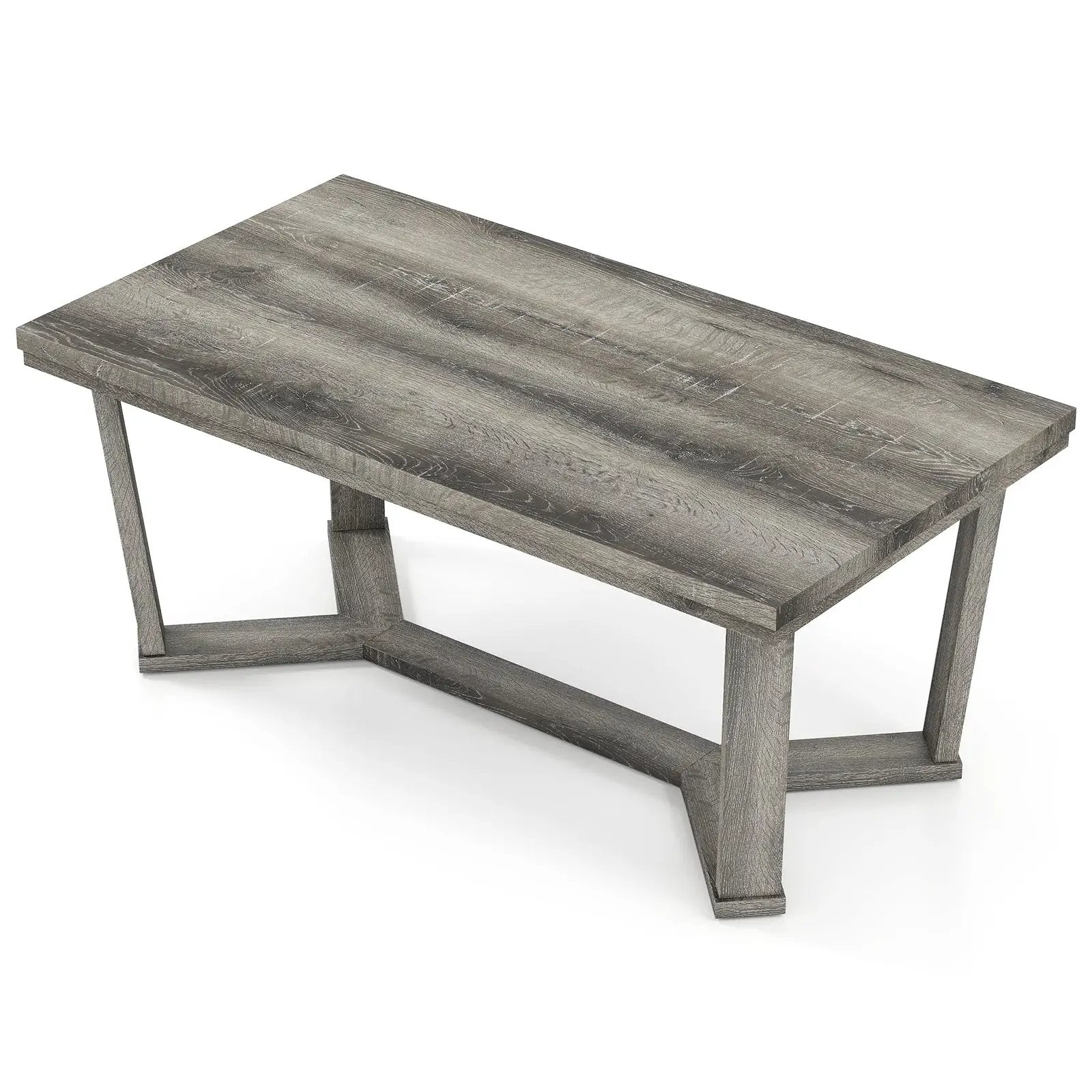 Rectangle Coffee Table Rubber Wood Base with Cross-Shaped Base-Gray by DirectDeals