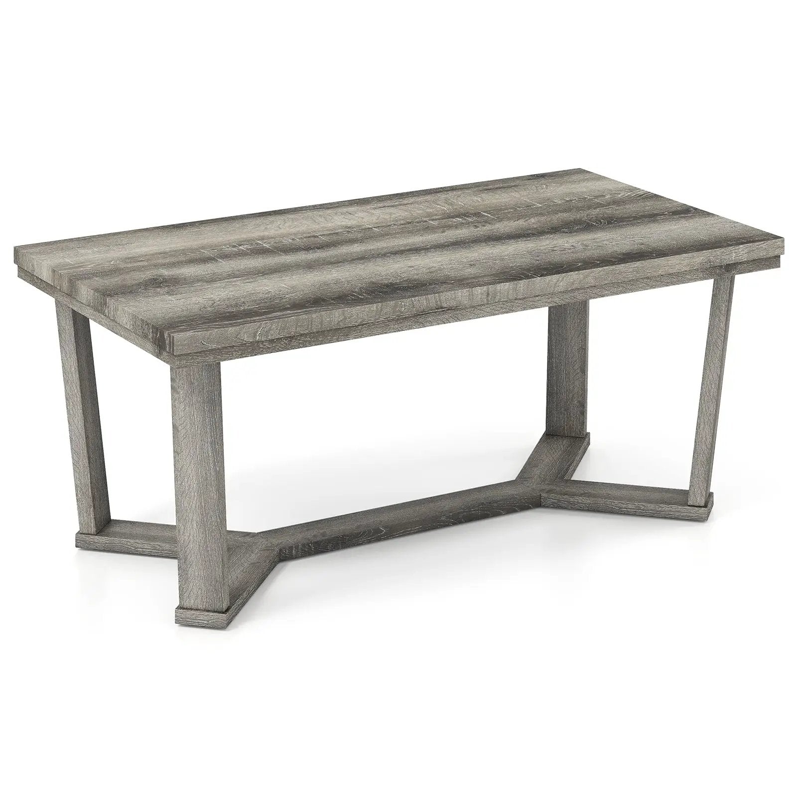 Rectangle Coffee Table Rubber Wood Base with Cross-Shaped Base-Gray by DirectDeals
