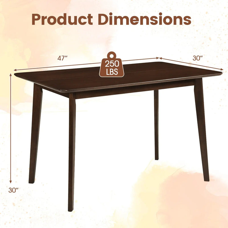 Rectangle Dining Table for 4-6 People 47" Kitchen Table-Walnut by DirectDeals