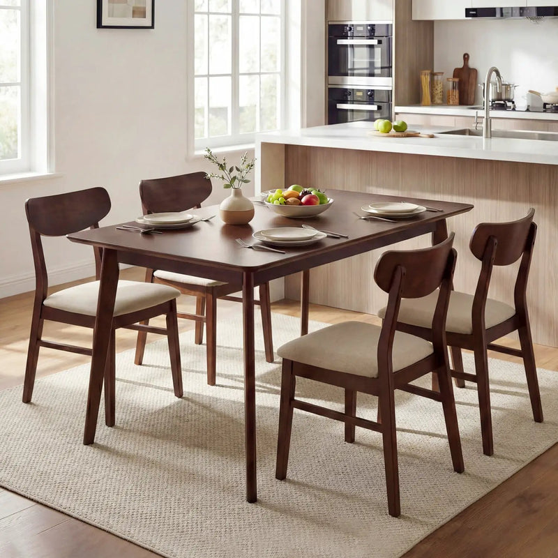 Rectangle Dining Table for 4-6 People 47" Kitchen Table-Walnut by DirectDeals