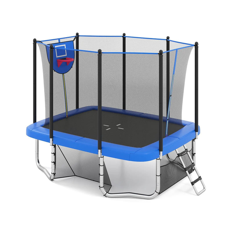 Rectangle Outdoor Trampoline 10 x 8 FT Heavy-Duty Trampoline with Basketball Hoop by DirectDeals