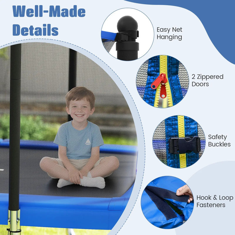 Rectangle Outdoor Trampoline 10 x 8 FT Heavy-Duty Trampoline with Basketball Hoop by DirectDeals