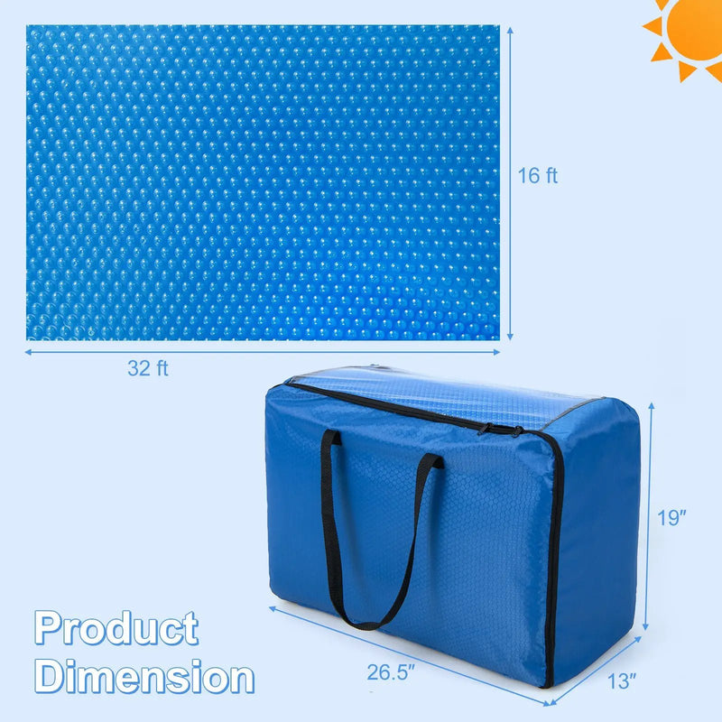 Rectangle Swimming Pool Cover 12-MIL Heat Retaining Pool Solar Blanket with Carrying Bag by DirectDeals