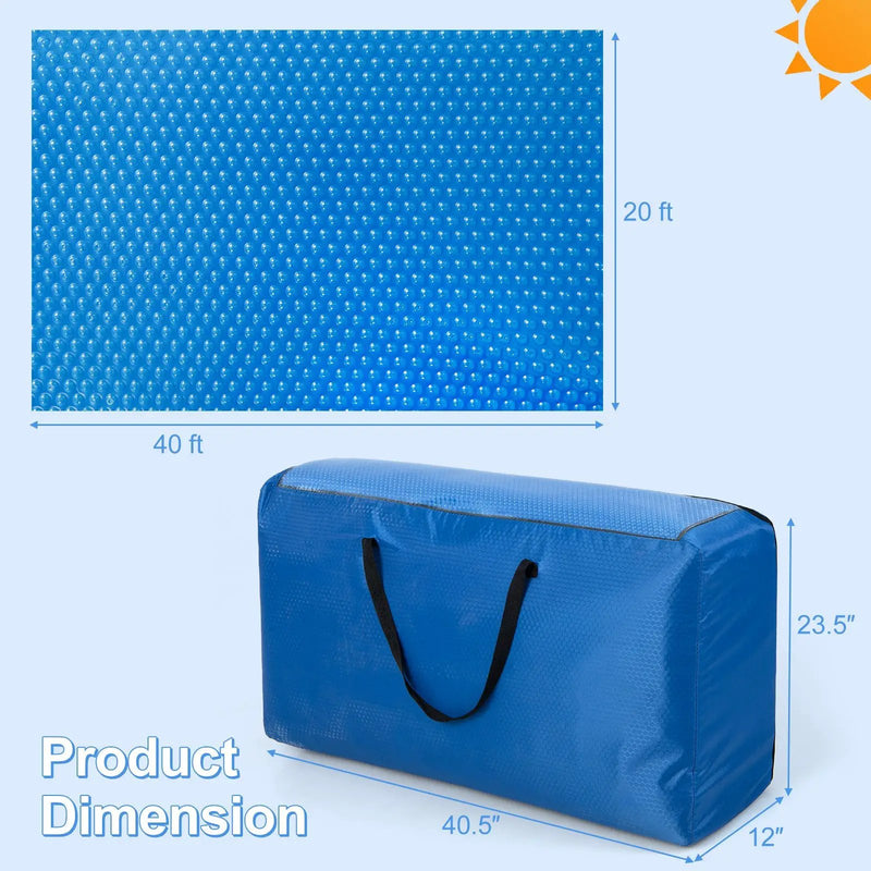Rectangle Swimming Pool Cover 12-MIL Heat Retaining Pool Solar Blanket with Carrying Bag by DirectDeals