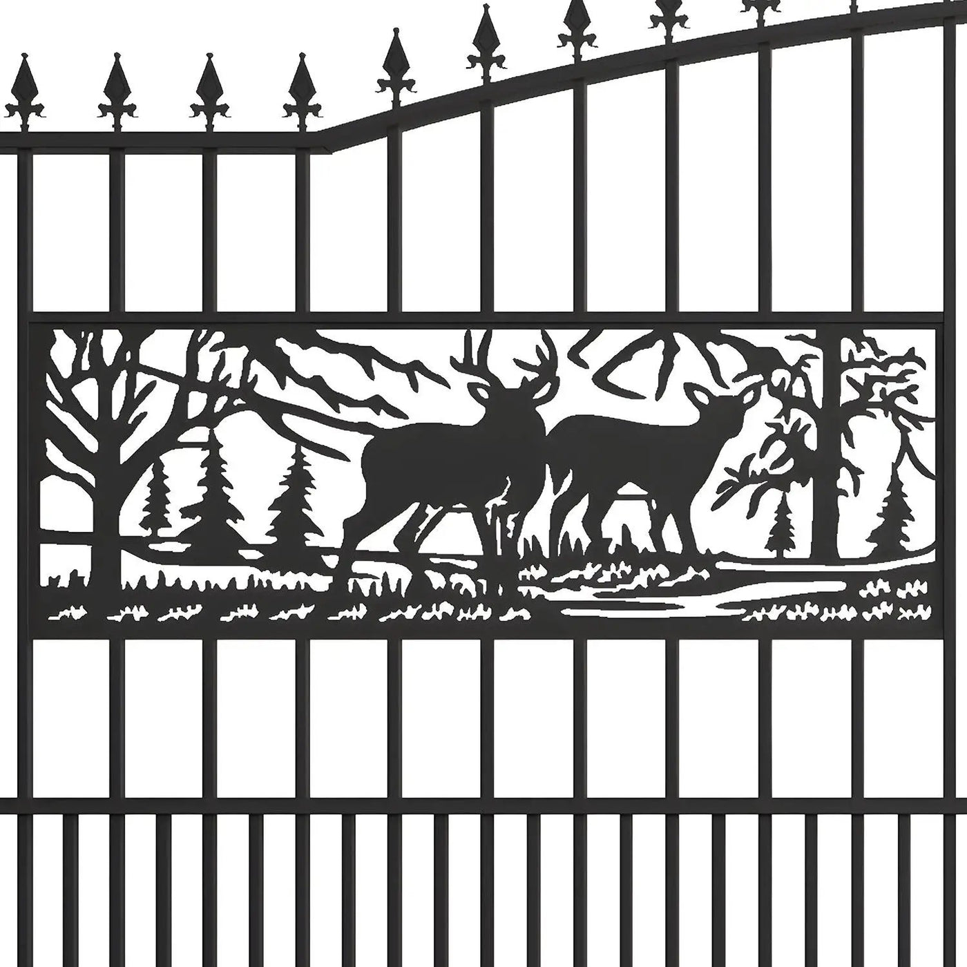18x7 ft Steel Dual Swing Driveway Gate with Rectangular Deer Pattern by Chery Industrial