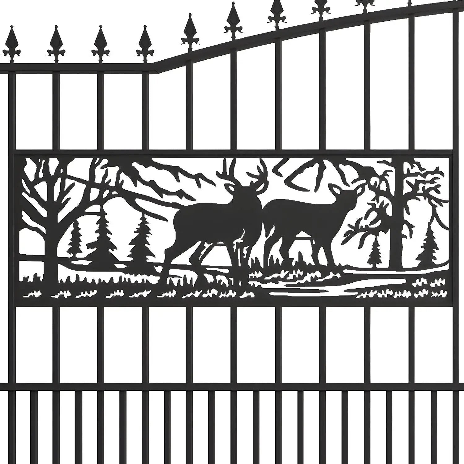 18x7 ft Steel Dual Swing Driveway Gate with Rectangular Deer Pattern by Chery Industrial