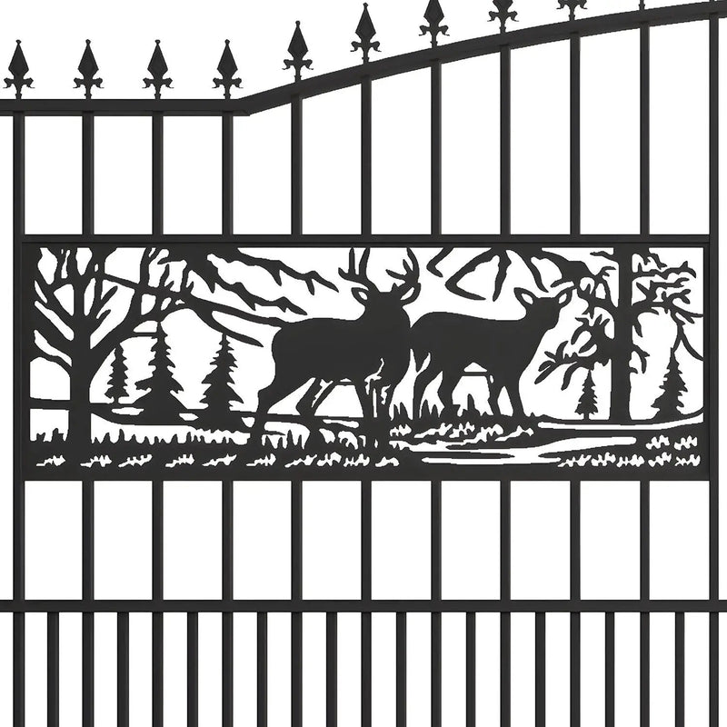 18x7 ft Steel Dual Swing Driveway Gate with Rectangular Deer Pattern by Chery Industrial