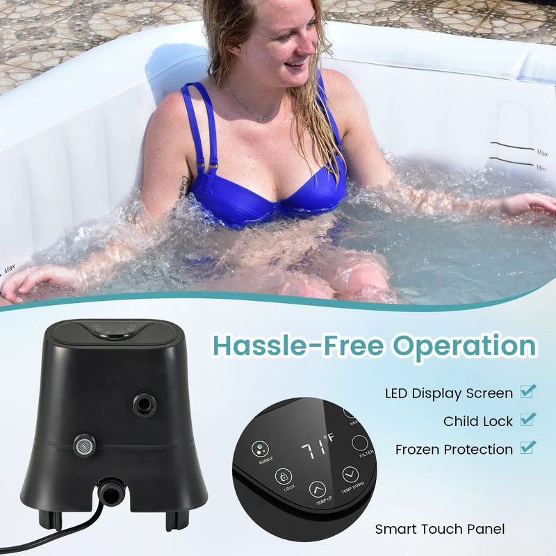 Rectangular Blowup Pool Hottub with 130 Air Jets for 4-6 Person-Black by DirectDeals