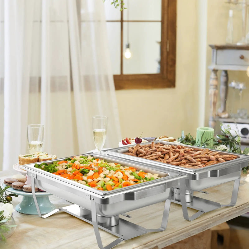 2 Packs Chafing 9 Quart Stainless Rectangular Chafer Buffet by DirectDeals