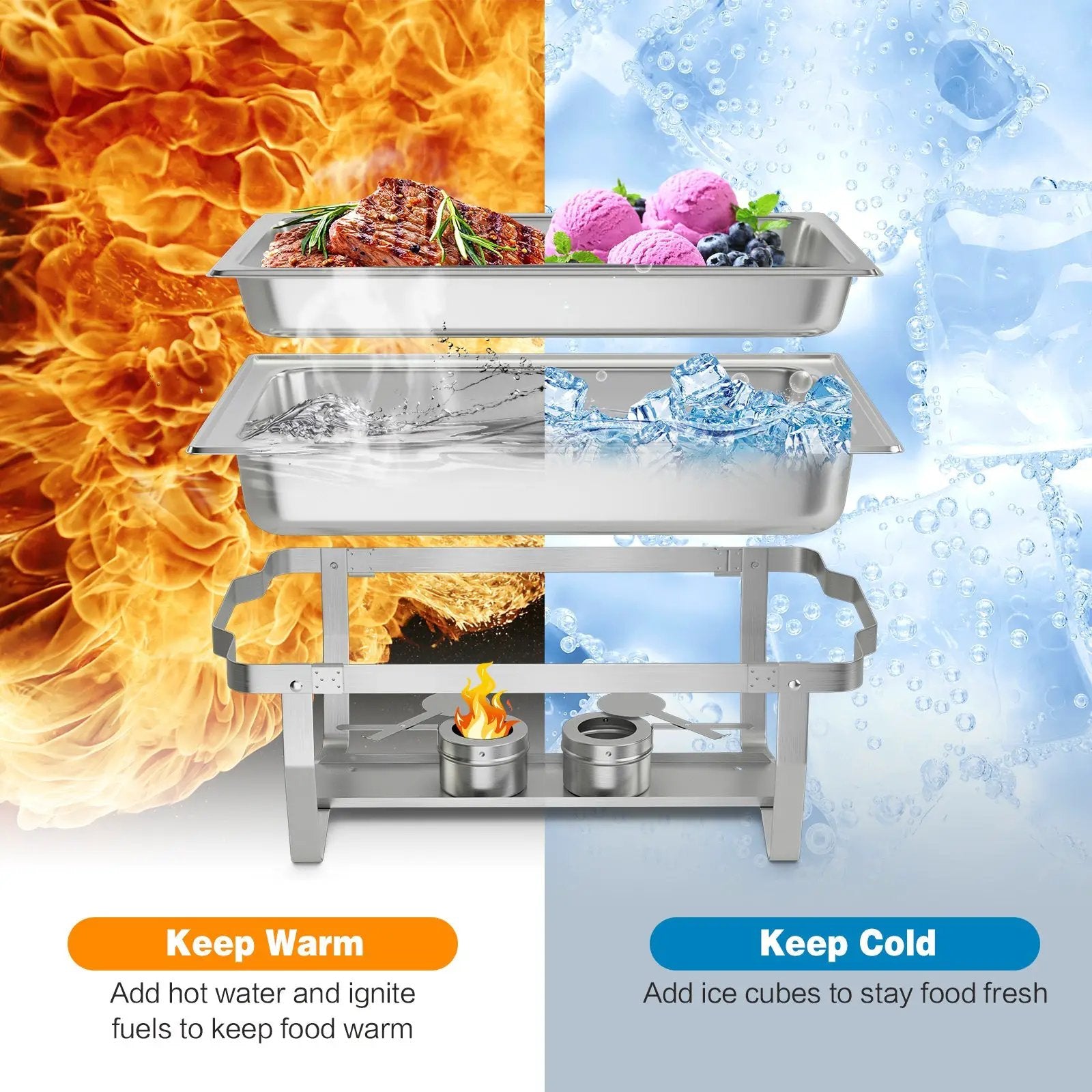 2 Packs Chafing 9 Quart Stainless Rectangular Chafer Buffet by DirectDeals