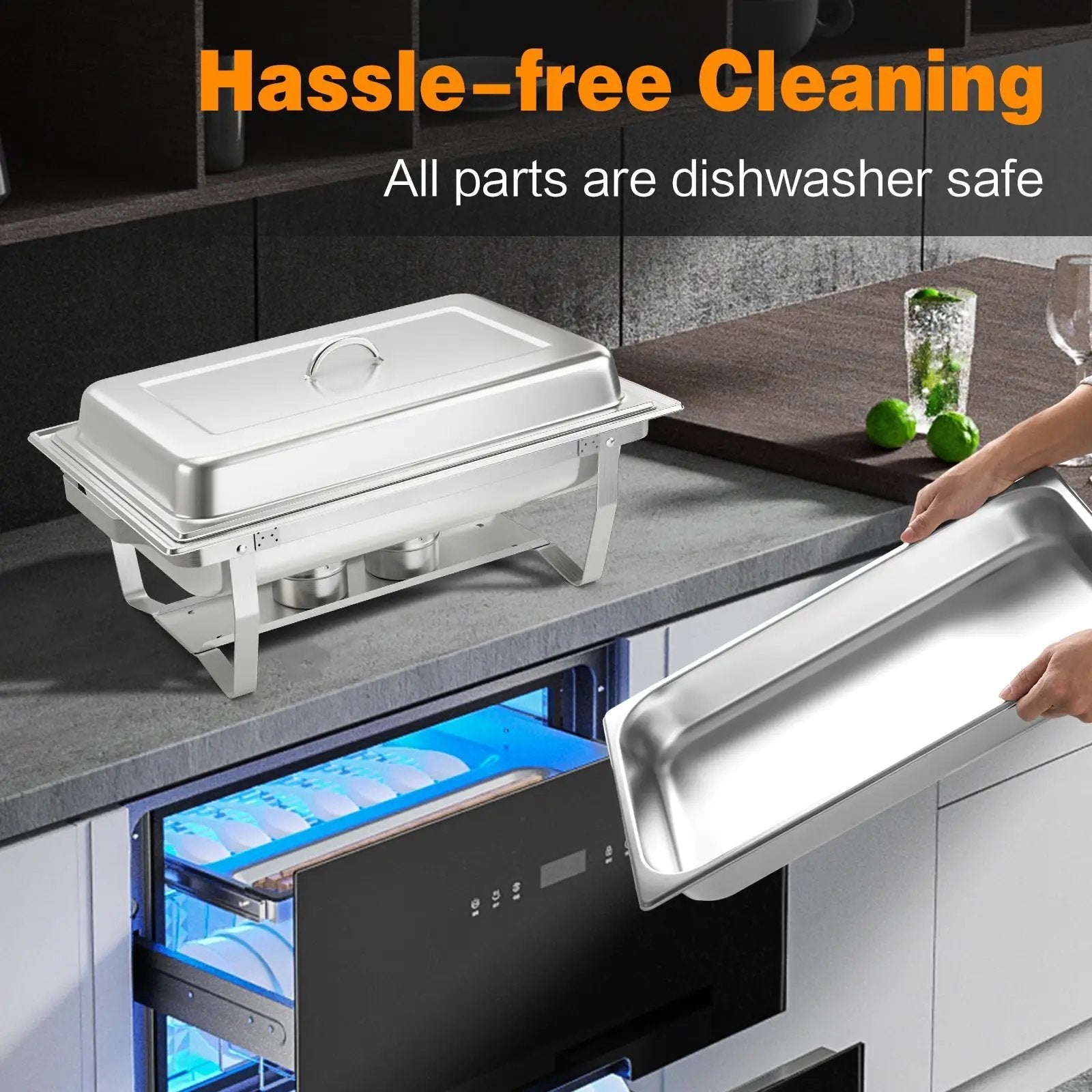 2 Packs Chafing 9 Quart Stainless Rectangular Chafer Buffet by DirectDeals