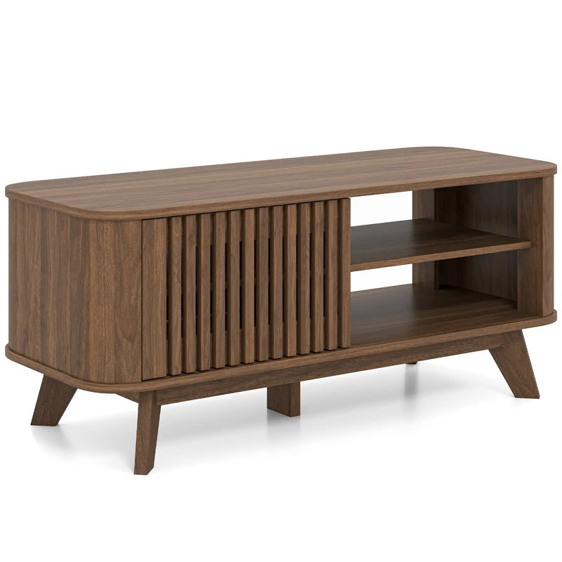 Rectangular Coffee Table with Storage and Adjustable Shelves-Walnut by DirectDeals