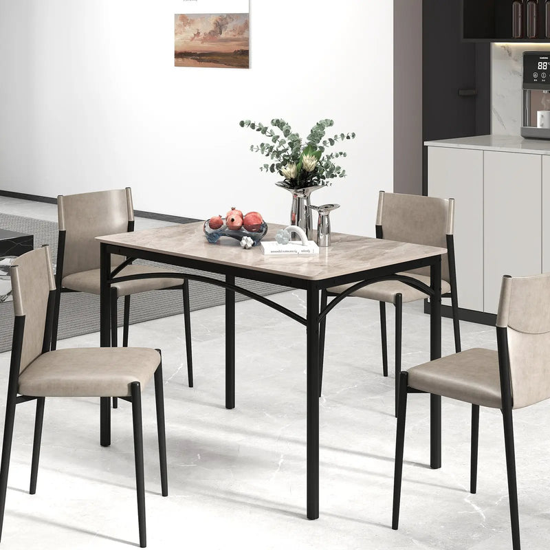 Rectangular Modern Sintered Stone Dining Table for 4 People-Grey by DirectDeals