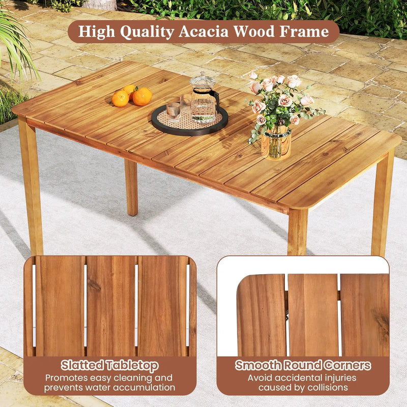 Rectangular Outdoor Dining Table Acacia Wood for 4-6 People by DirectDeals