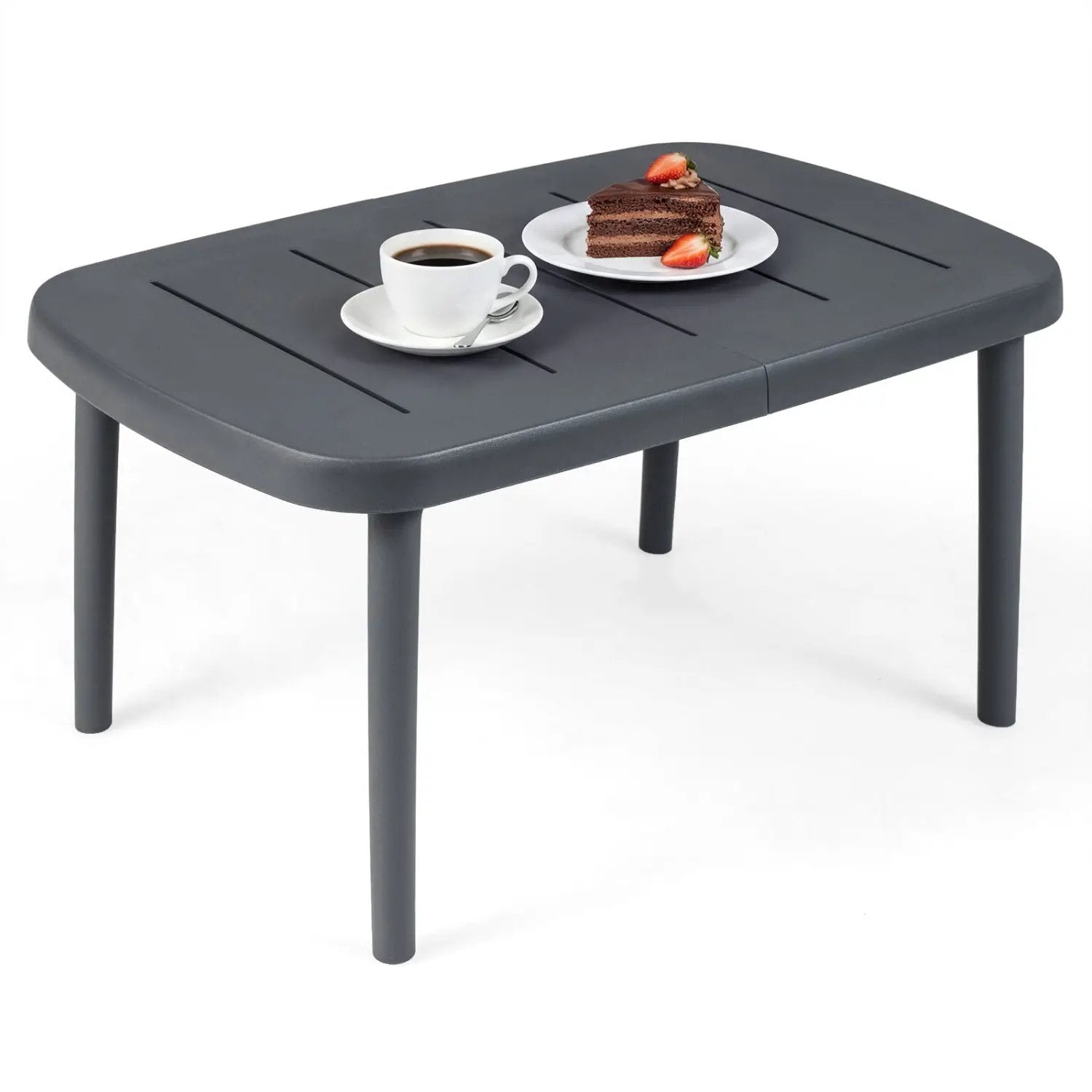 Rectangular Patio Storage Side Table with Aluminum Alloy Rods for Poolside by DirectDeals