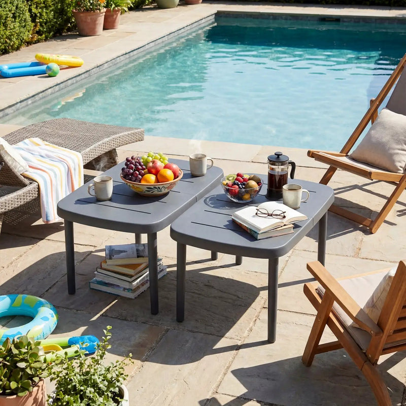 Rectangular Patio Storage Side Table with Aluminum Alloy Rods for Poolside by DirectDeals
