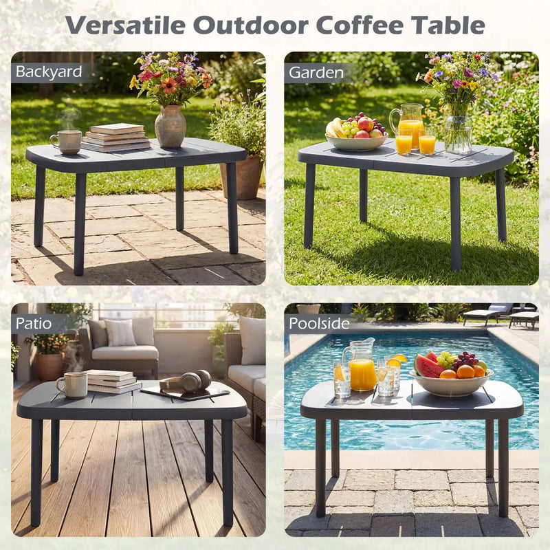 Rectangular Patio Storage Side Table with Aluminum Alloy Rods for Poolside by DirectDeals
