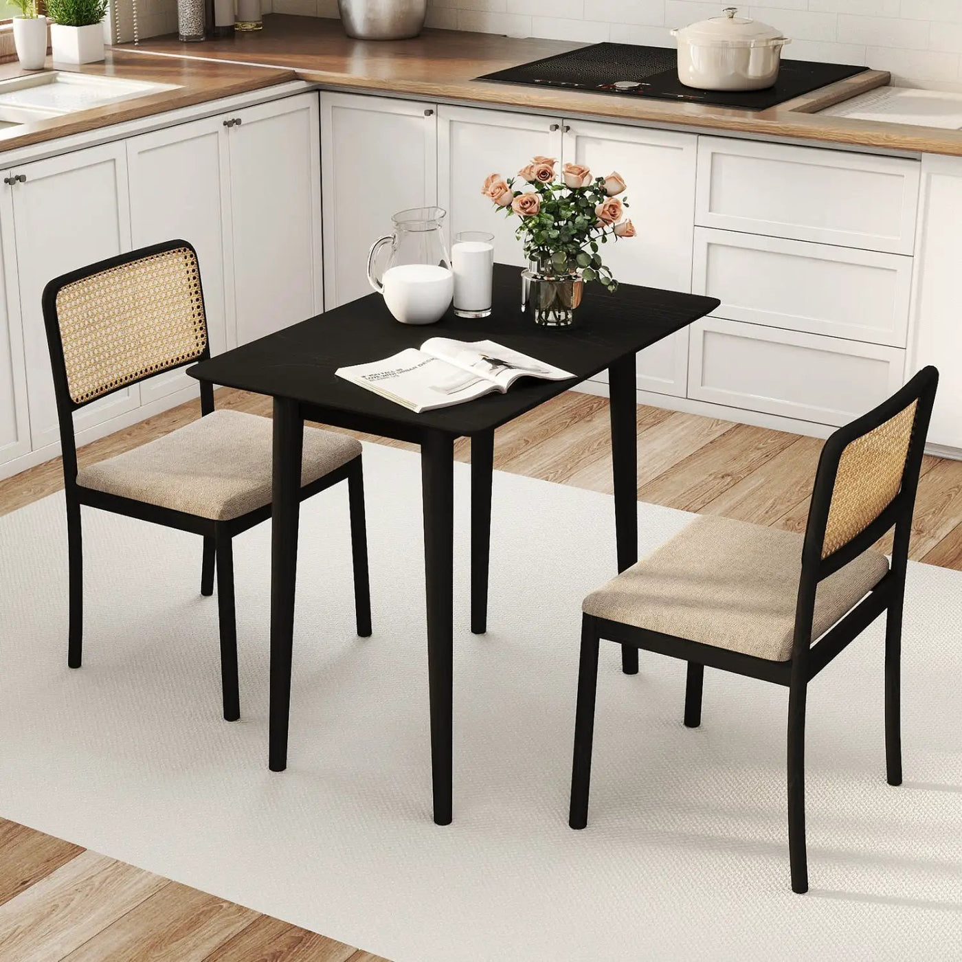 Rectangular Wooden Dining Table for 2-4 34 Inch Farmhouse Solid Wood Kitchen Table by DirectDeals