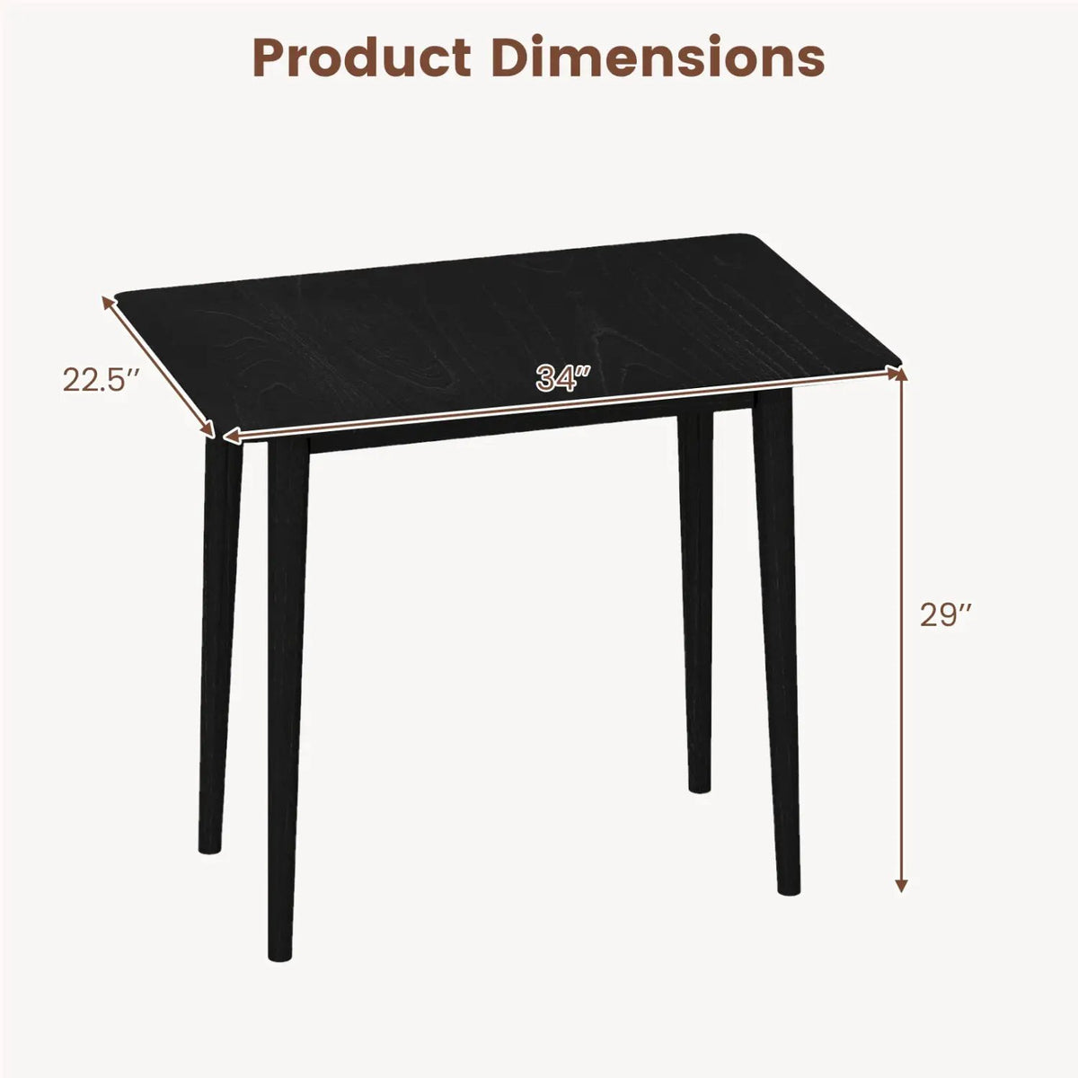 Rectangular Wooden Dining Table for 2-4 34 Inch Farmhouse Solid Wood Kitchen Table by DirectDeals