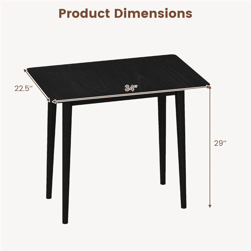 Rectangular Wooden Dining Table for 2-4 34 Inch Farmhouse Solid Wood Kitchen Table by DirectDeals