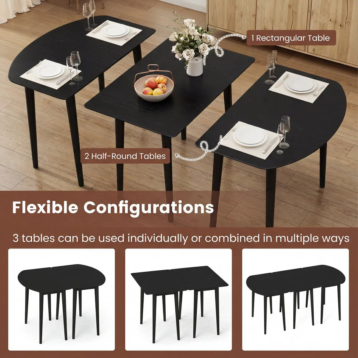 Rectangular Wooden Dining Table for 2-4 34 Inch Farmhouse Solid Wood Kitchen Table by DirectDeals