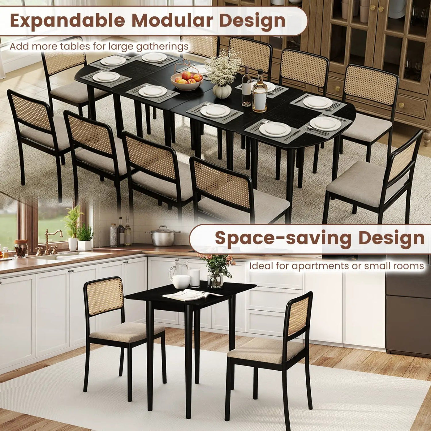 Rectangular Wooden Dining Table for 2-4 34 Inch Farmhouse Solid Wood Kitchen Table by DirectDeals