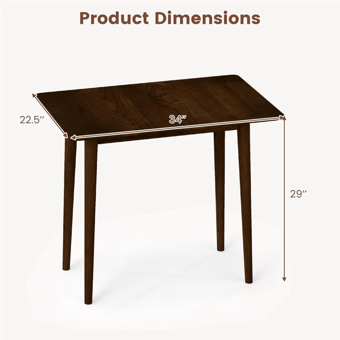 Rectangular Wooden Dining Table for 2-4 34 Inch Farmhouse Solid Wood Kitchen Table by DirectDeals