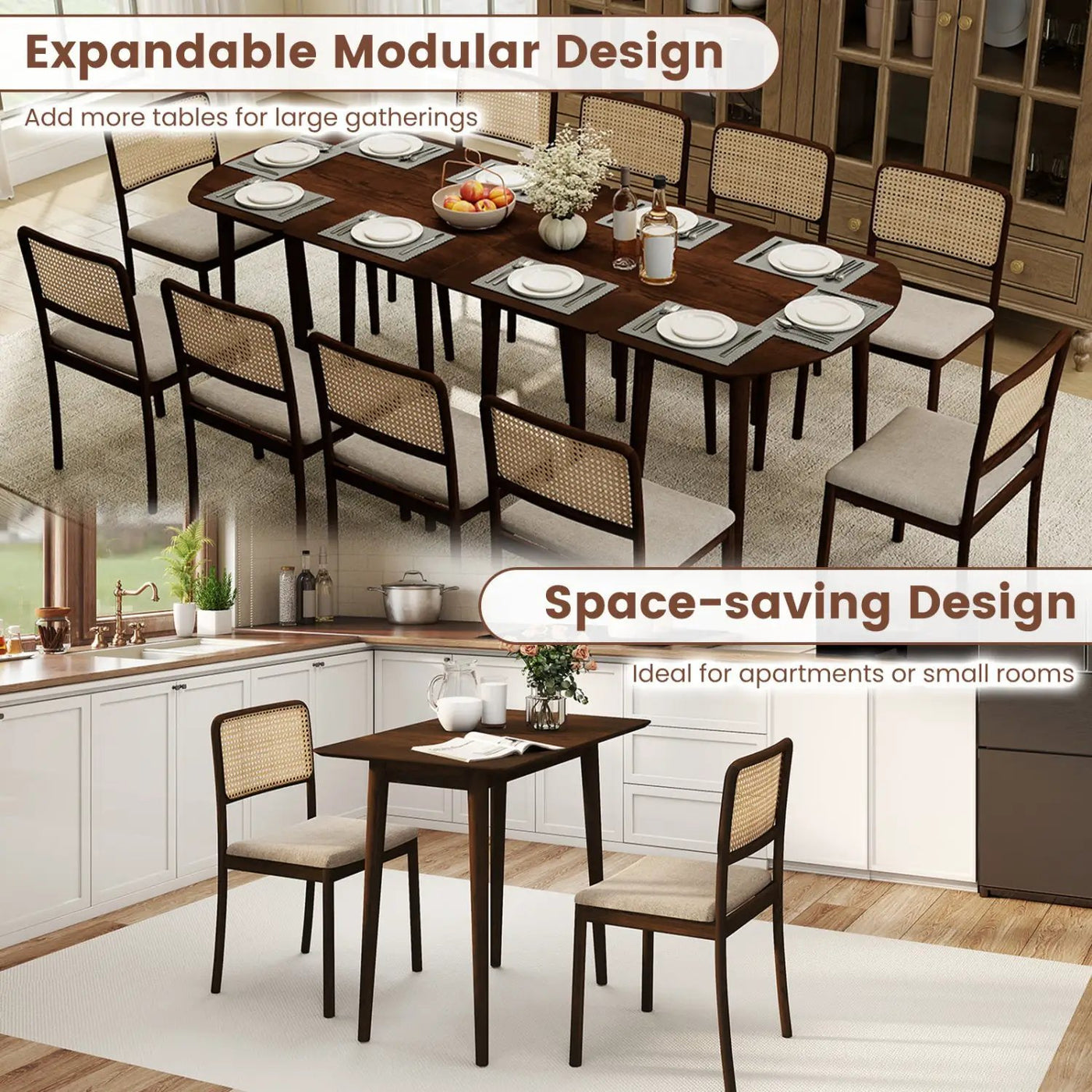 Rectangular Wooden Dining Table for 2-4 34 Inch Farmhouse Solid Wood Kitchen Table by DirectDeals