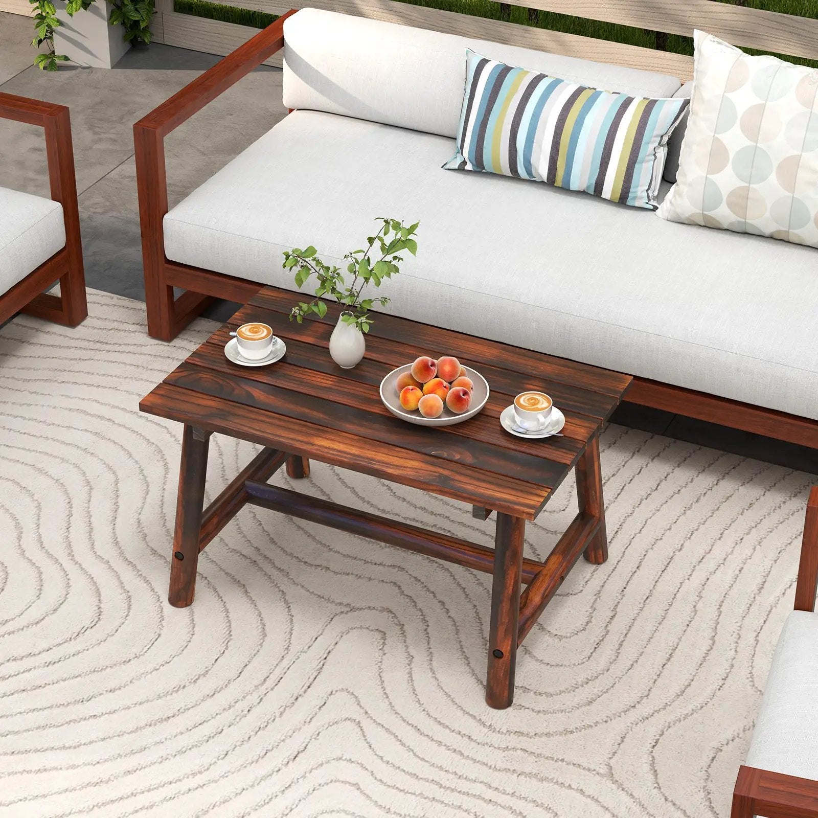Solid Wood Patio Coffee Table with Slatted Tabletop by DirectDeals