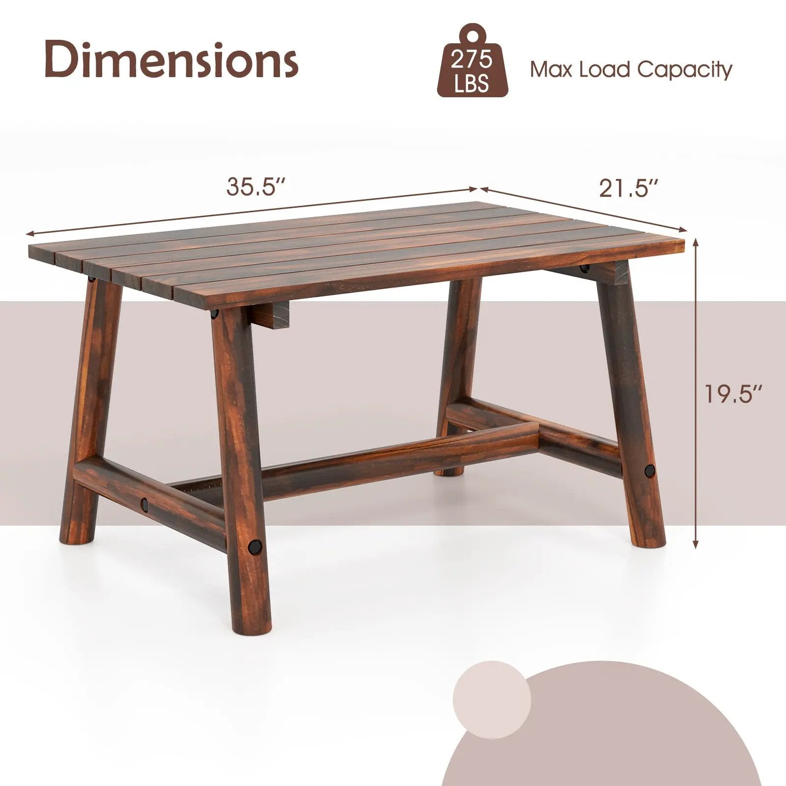 Solid Wood Patio Coffee Table with Slatted Tabletop by DirectDeals