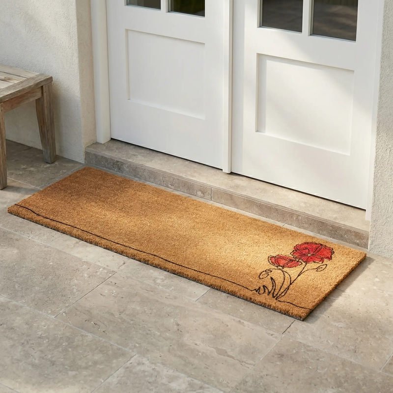 Red Flower Coir Doormat by Fab Habitat